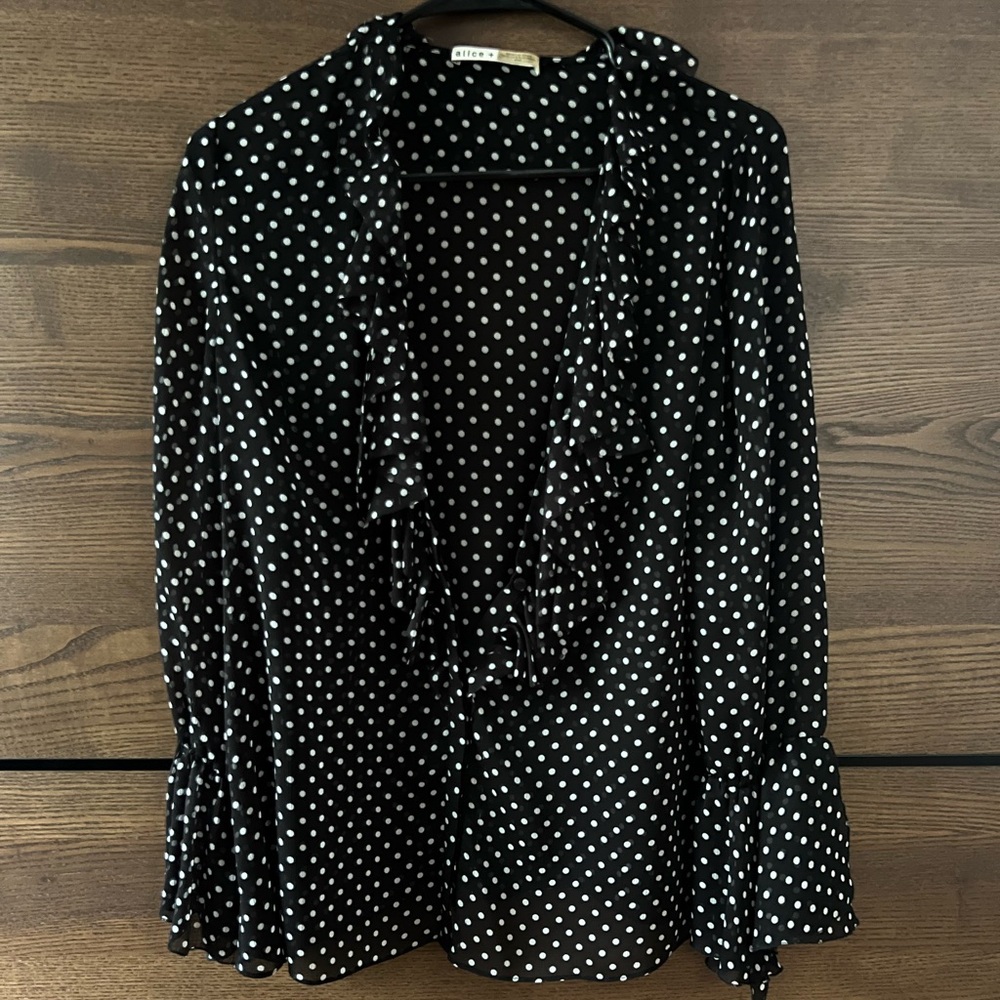 Alice + Olivia Black and White Polka Dot Top
